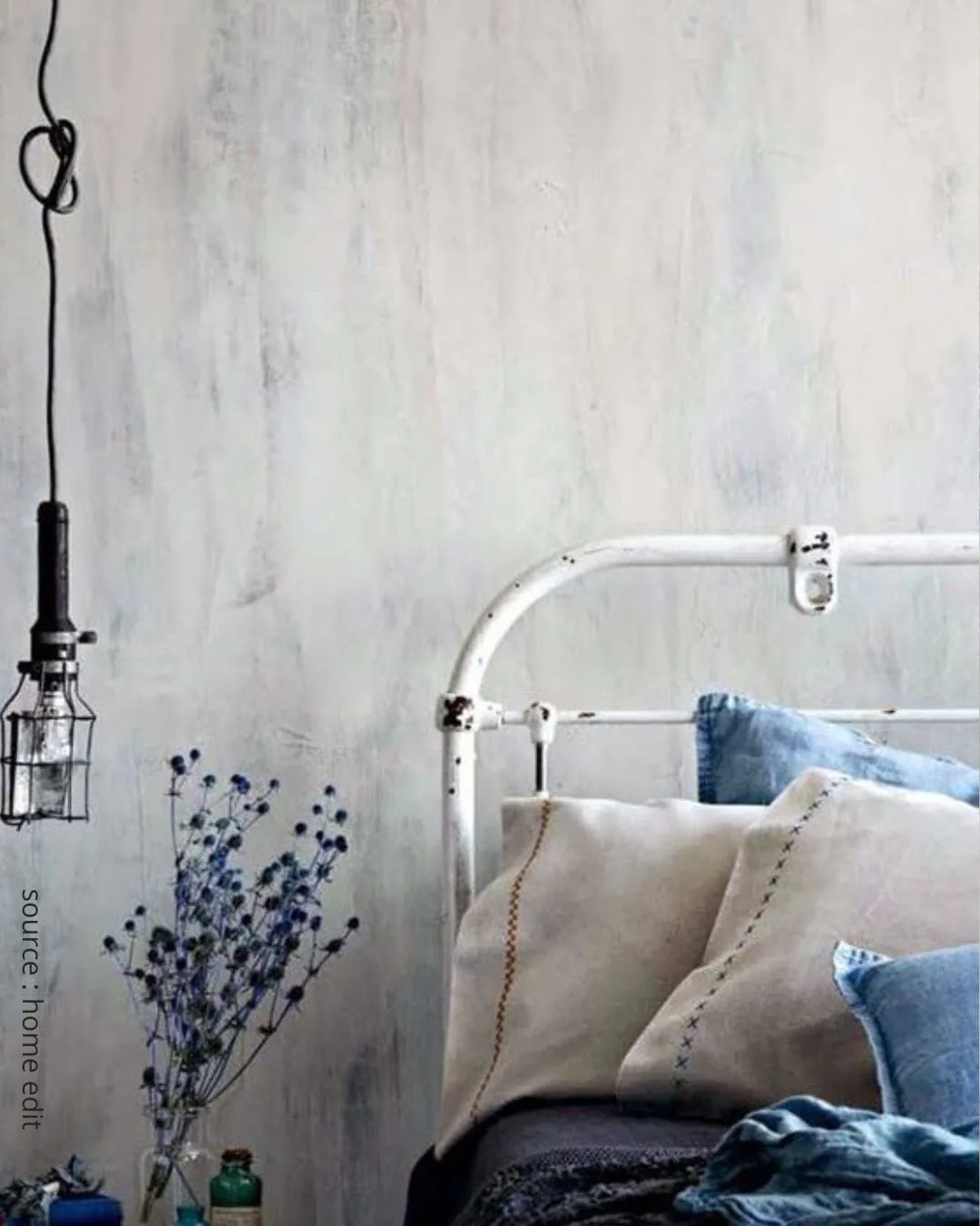 tete de lit de chambre a coucher style industriel lit en metal blanc