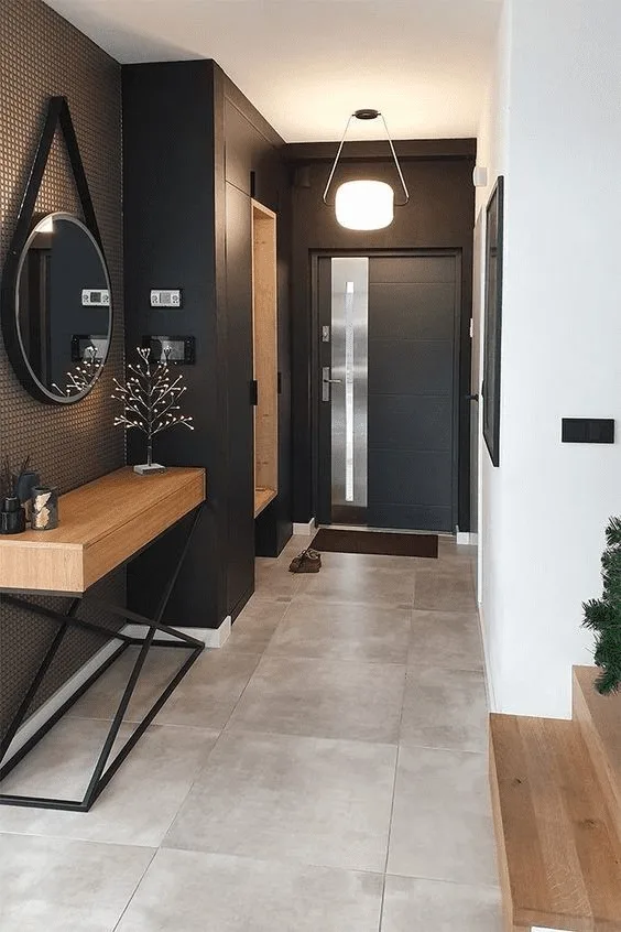entree-maison-contemporaine-noir-et-bois