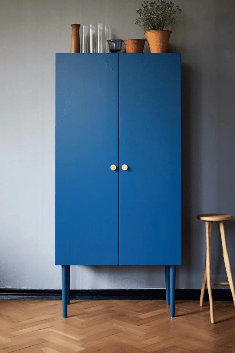 armoire bleu Klein customisée à partir des modules ivar d'ikea